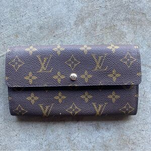 Vintage Authentic Louis Vuitton Portefeuille Sarah Monogram Long Wallet – Brown